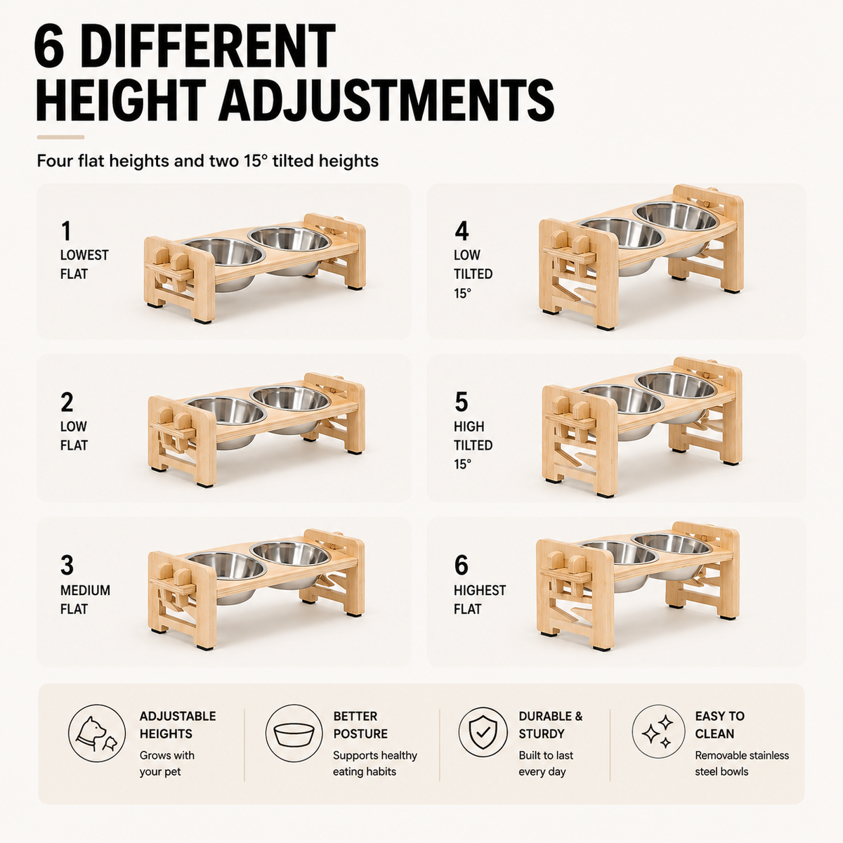 Adjustable Posh Pooch Stand & Stainless Steel Bowls