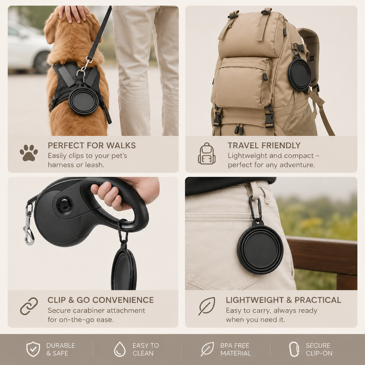 Adventure-Ready Collapsible Travel Pooch Bowl