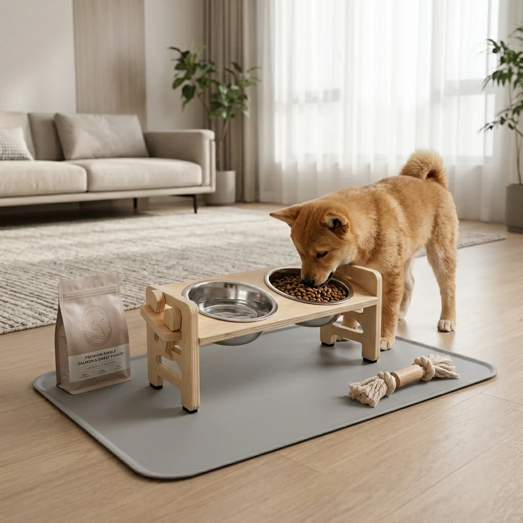 Adjustable Posh Pooch Stand & Stainless Steel Bowls